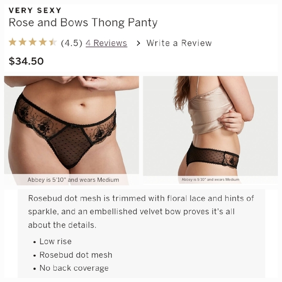 Victoria's Secret Other - FINAL Victoria's secret very sexy rose and bows thong panty BLACK NWT